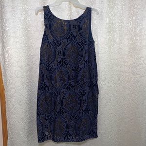 Beautiful navy and gold mini dress from the loft.